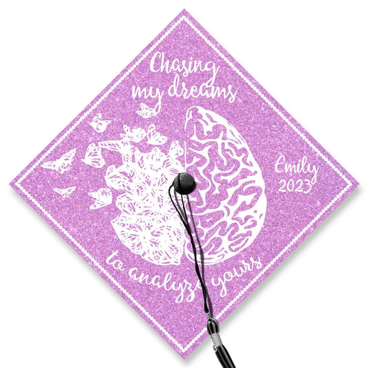 Chasing My Dreams To Analyze Yours Graduation Cap Topper, Gifts for Psychologist, Class of 2024