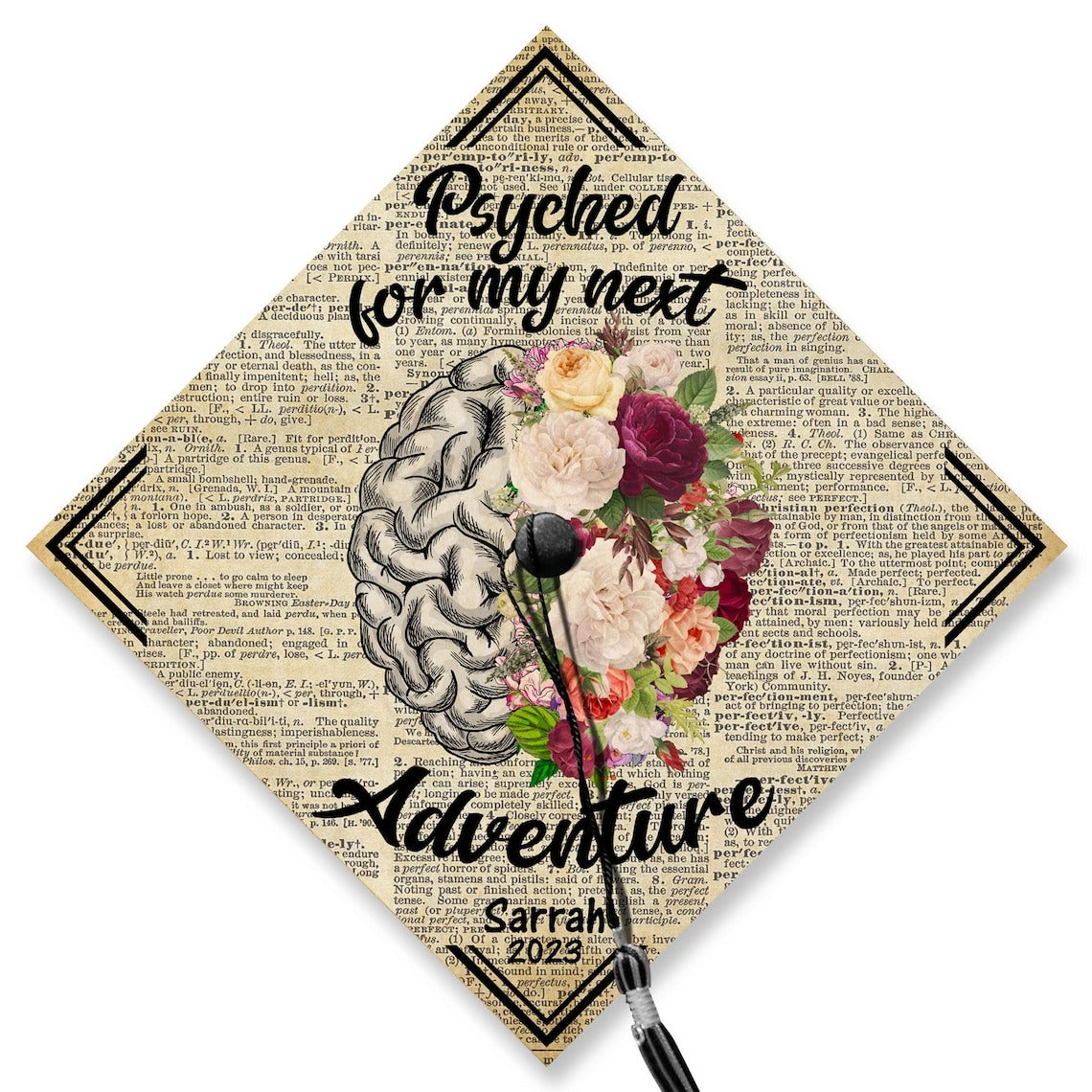 Psyched For My Next Adventure Graduation Cap Decoration, Gifts for Psychologist, Class of 2024