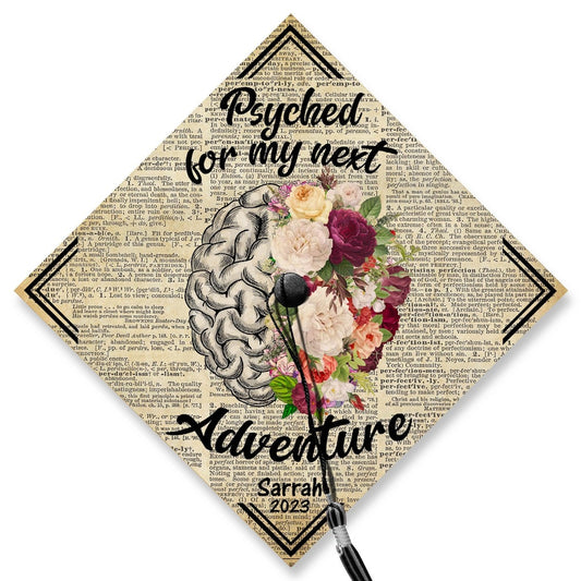 Psyched For My Next Adventure Graduation Cap Decoration, Gifts for Psychologist, Class of 2024