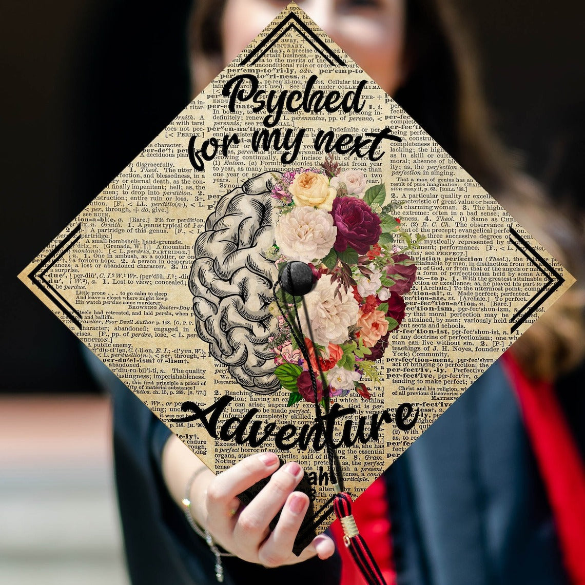 Psyched For My Next Adventure Graduation Cap Decoration, Gifts for Psychologist, Class of 2024