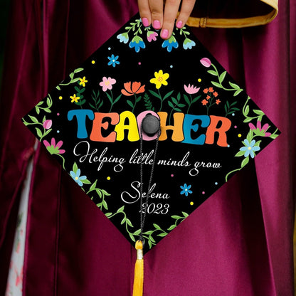 Teacher Helping Little Minds Grow Grad Cap Topper, Gifts for Teacher, Class of 2024