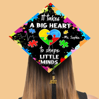 It Takes A Big Heart To Shape Little Mind Grad Cap Topper, Gifts for Teacher, Class of 2024
