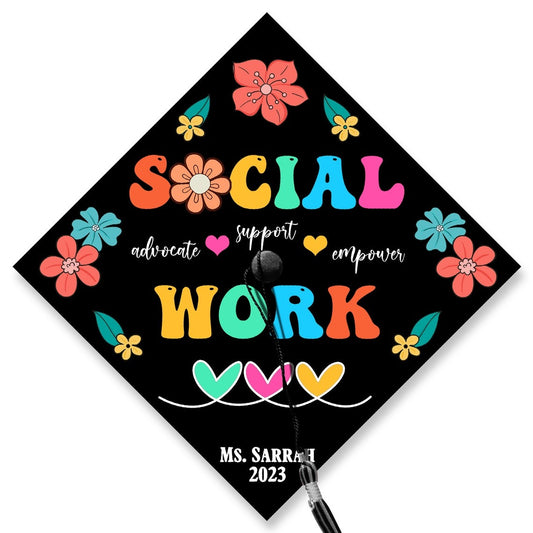 Personalized Social Work Graduation Cap Topper, Gifts for Social Worker, Class of 2024