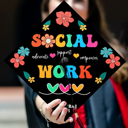 Personalized Social Work Graduation Cap Topper, Gifts for Social Worker, Class of 2024