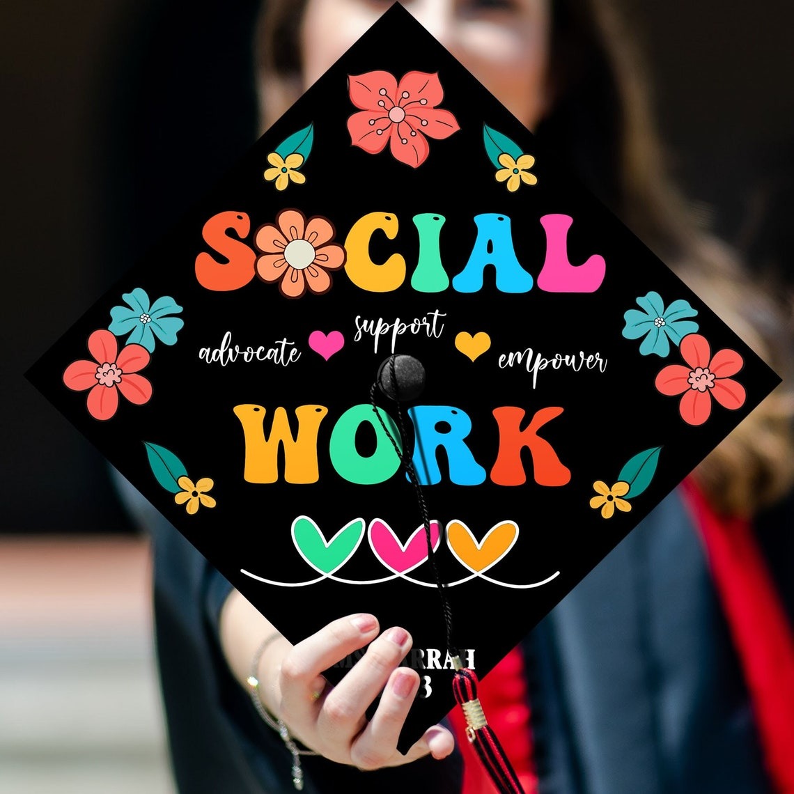 Personalized Social Work Graduation Cap Topper, Gifts for Social Worker, Class of 2024