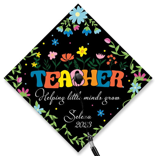 Teacher Helping Little Minds Grow Grad Cap Topper, Gifts for Teacher, Class of 2024