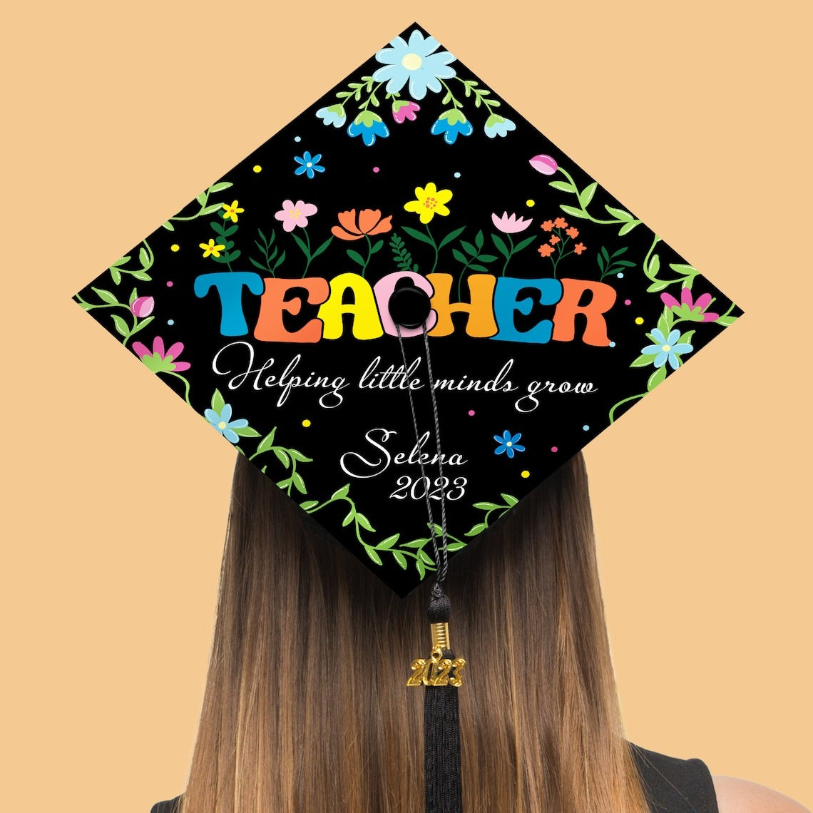 Teacher Helping Little Minds Grow Grad Cap Topper, Gifts for Teacher, Class of 2024