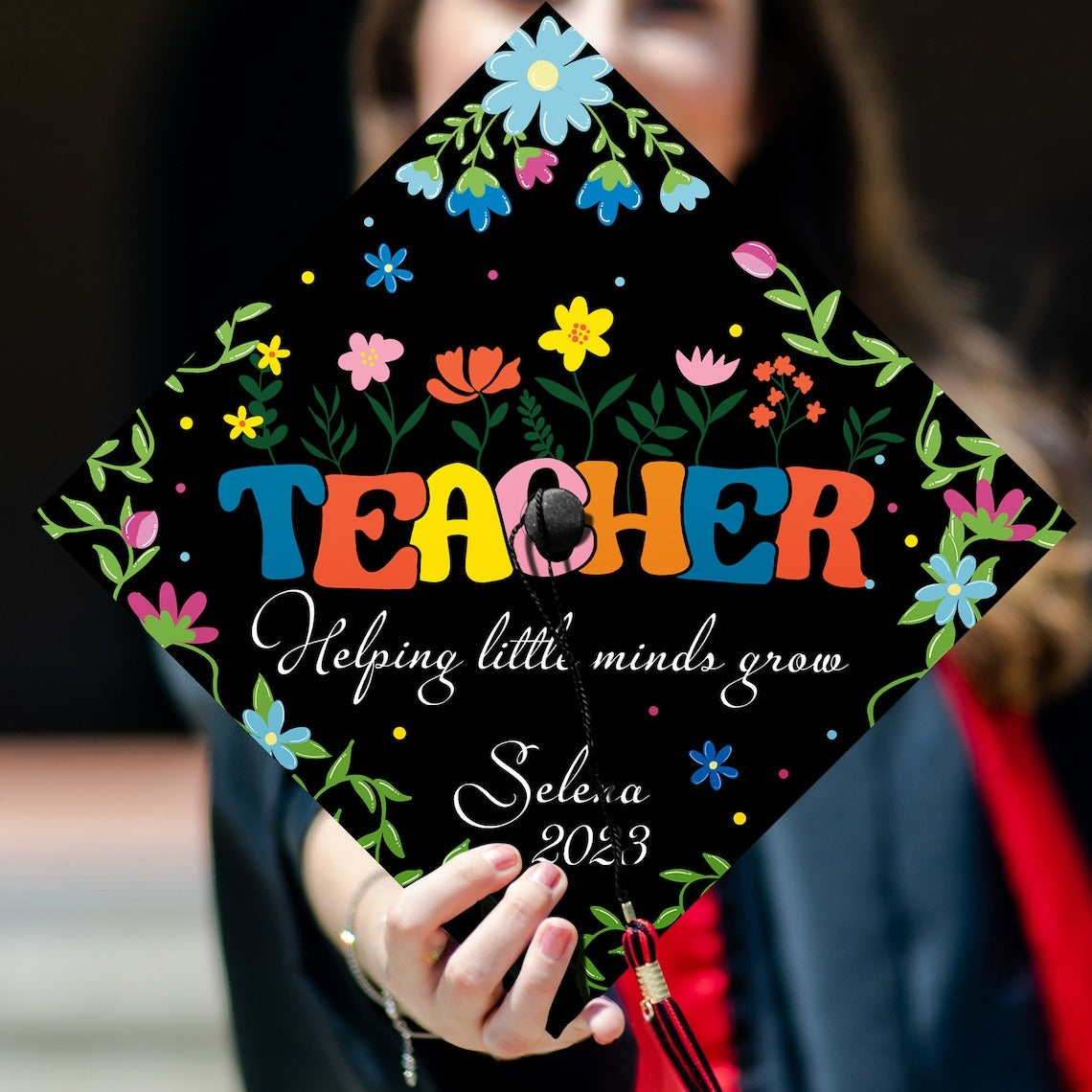 Teacher Helping Little Minds Grow Grad Cap Topper, Gifts for Teacher, Class of 2024