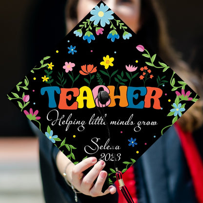 Teacher Helping Little Minds Grow Grad Cap Topper, Gifts for Teacher, Class of 2024