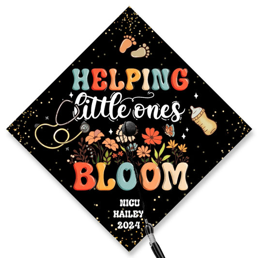 Helping Little Ones Bloom Grad Cap Topper, Gifts for NICU Nurse, Class of 2024