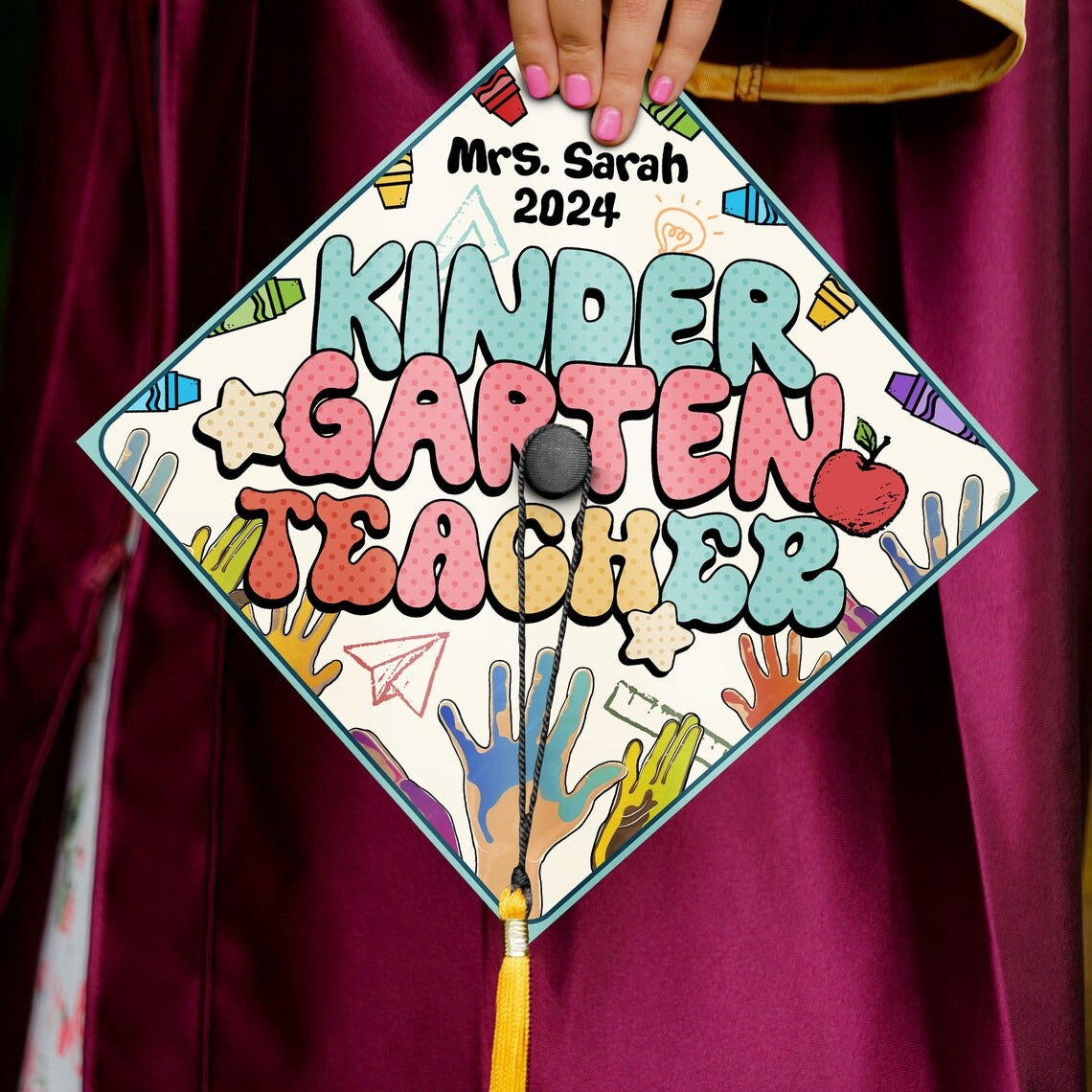 Kindergarten Teacher Graduation Cap Topper, Gifts for Teacher, Class of 2024