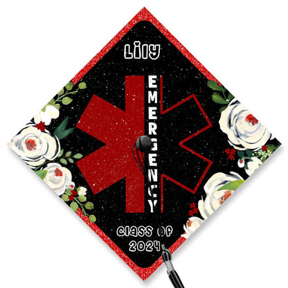 Personalized Emergency Nurse Graduation Cap Topper, Gifts for ER Nurse, Class of 2024
