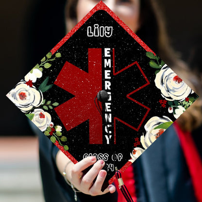 Personalized Emergency Nurse Graduation Cap Topper, Gifts for ER Nurse, Class of 2024