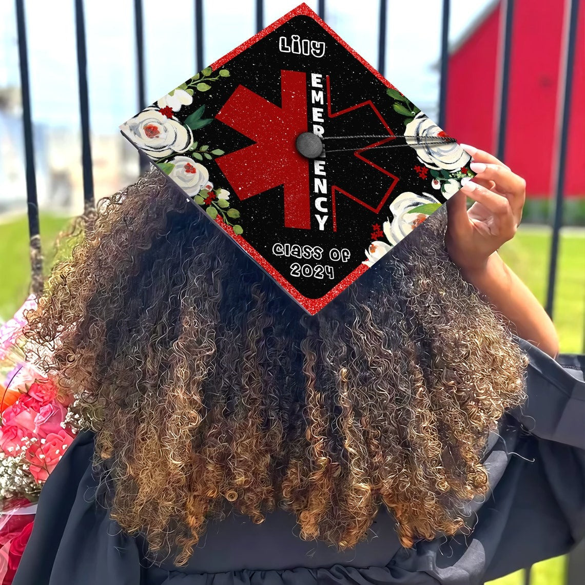 Personalized Emergency Nurse Graduation Cap Topper, Gifts for ER Nurse, Class of 2024