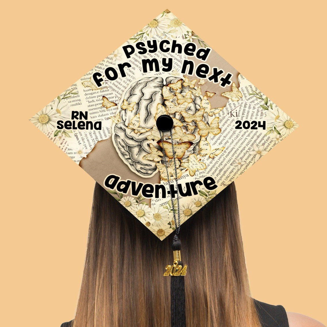 Psyched For My Next Adventure Graduation Cap Decoration, Gifts for Nurse, Class of 2024