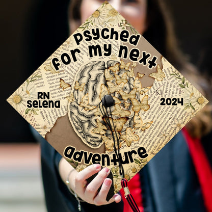 Psyched For My Next Adventure Graduation Cap Decoration, Gifts for Nurse, Class of 2024