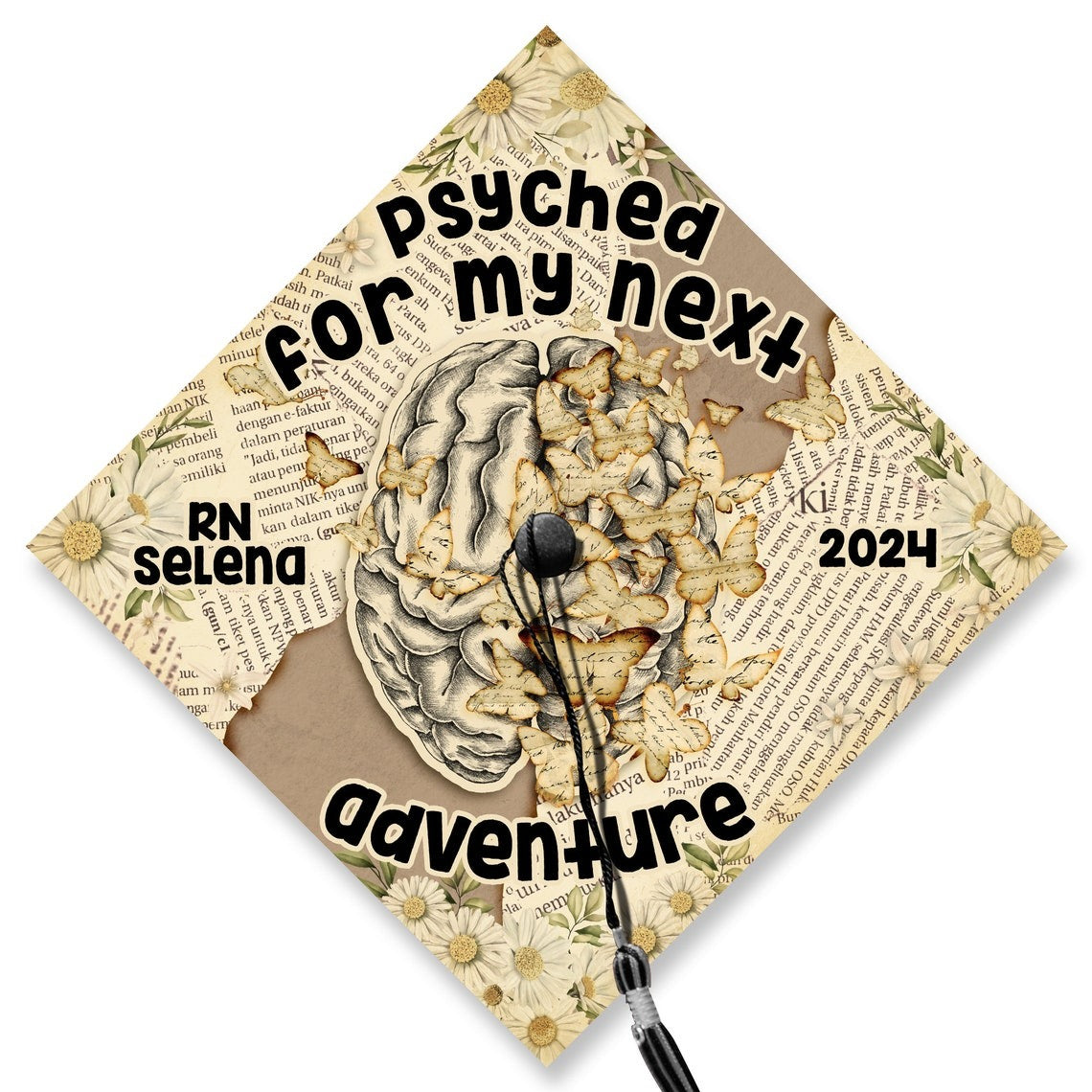 Psyched For My Next Adventure Graduation Cap Decoration, Gifts for Nurse, Class of 2024
