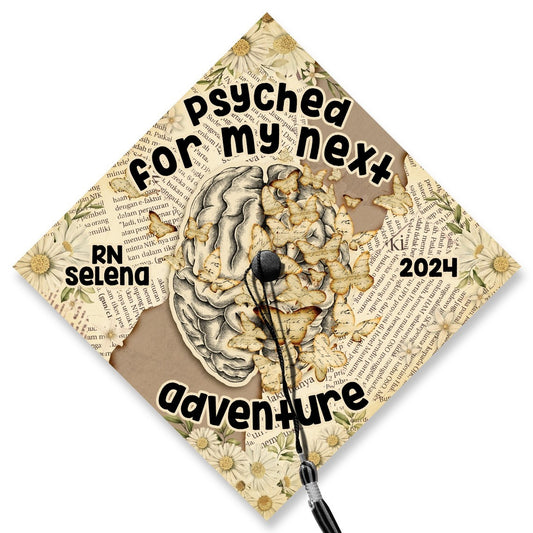 Psyched For My Next Adventure Graduation Cap Decoration, Gifts for Nurse, Class of 2024