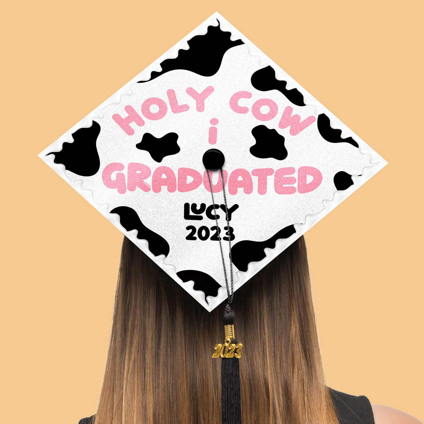 Holy Cow I Graduated Graduation Cap Topper, Graduation Decoration, Class of 2024
