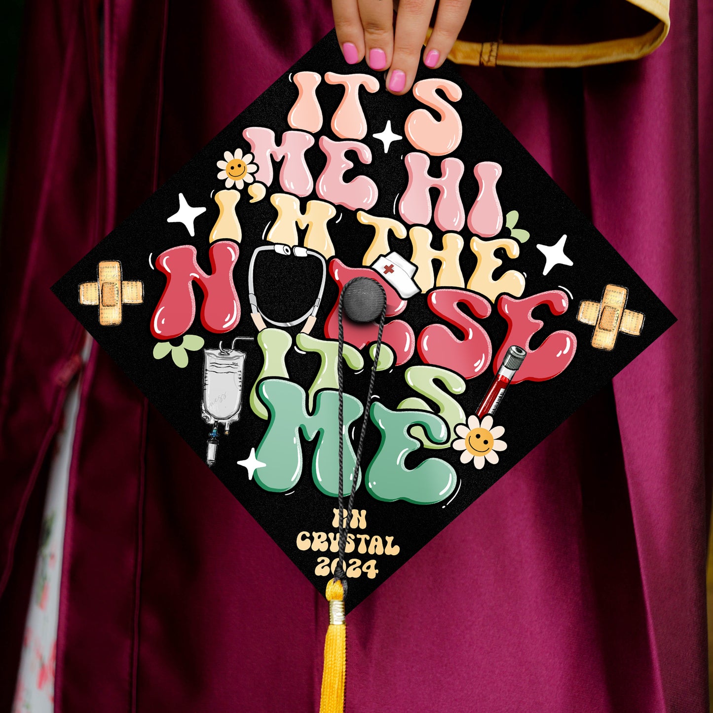 Customized Registered Nurse Graduation Cap, Gift For Nurse, Class of 2024