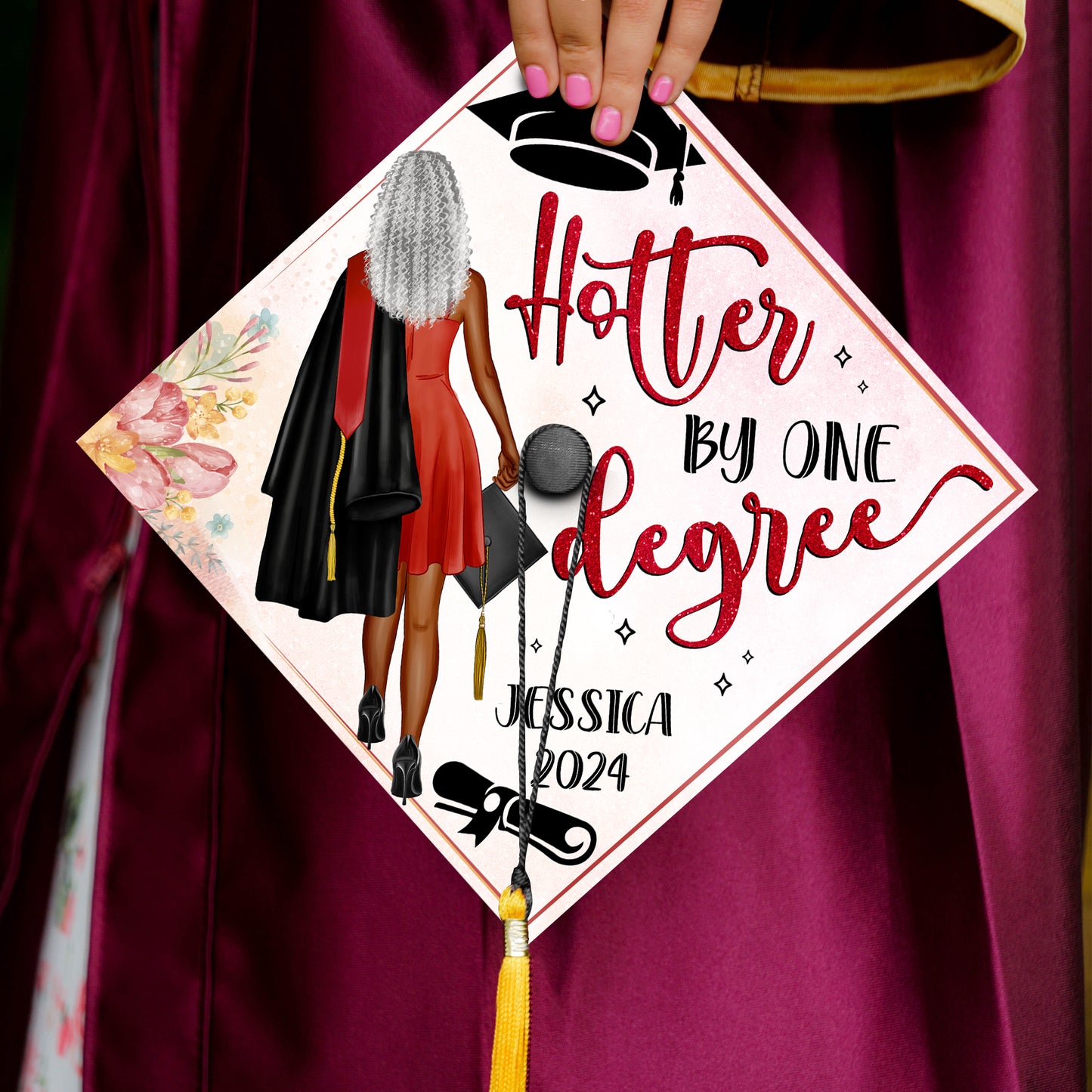 Personalized Hotter By One Degree Grad Cap Topper